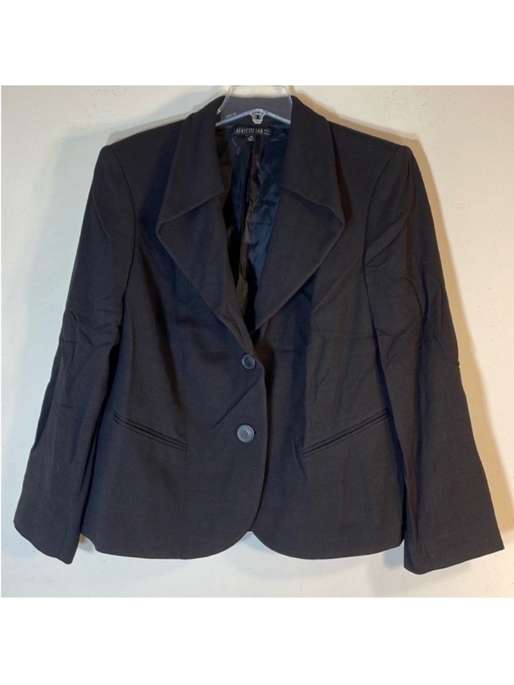 NEW! Lafayette 148 New York Wool Blend Two-Button Black Blazer. 14.